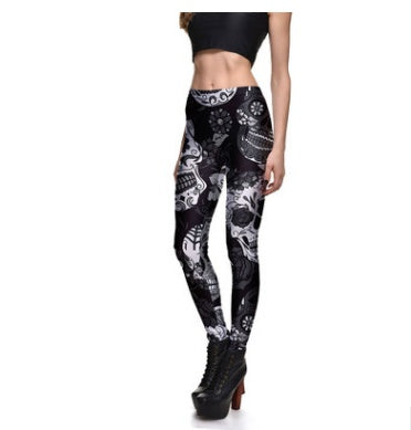 Leggings Fitness High Quality Women's Purple Skull Vines Evil Legging Sexy Stretch Digital Print Pants Cool Trousers