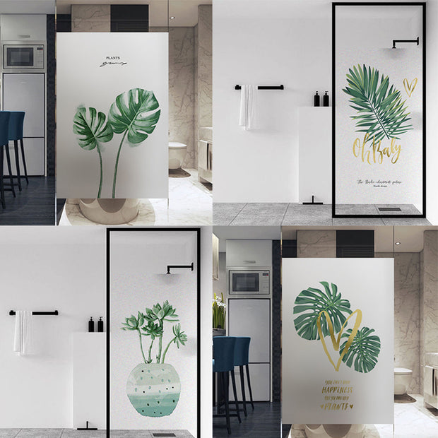 Nordic Plant Monstera Electrostatic Frosted Glass Film