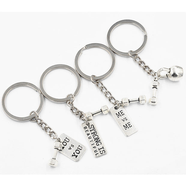 Sports Strength Dumbbell Barbell Kettlebell Key Ring